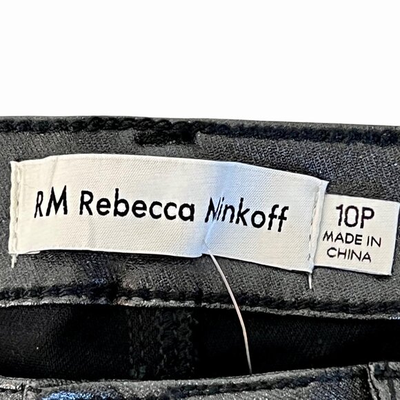 Rebecca Minkoff 10P Black Metallic Sparkly Petite Length Skinny Jeans NWOT's - Picture 3 of 16